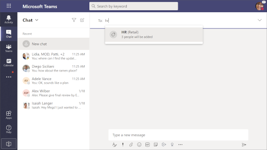 use tags in Teams chat